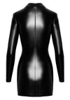 Schwarzes atemberaubendes Powerwetlook Minikleid mit langen Zwei Wege Reißverschlüssen von Noir – Ansicht 7