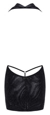 Transparentes Neckholder-Minikleid mit glänzendem Netzmaterial von Noir Handmade – Ansicht 9