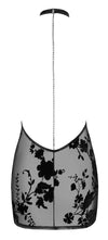 Netzkleid mit abnehmbarer Strasskette und Wildblockdruck von Noir Handmade – Ansicht 11