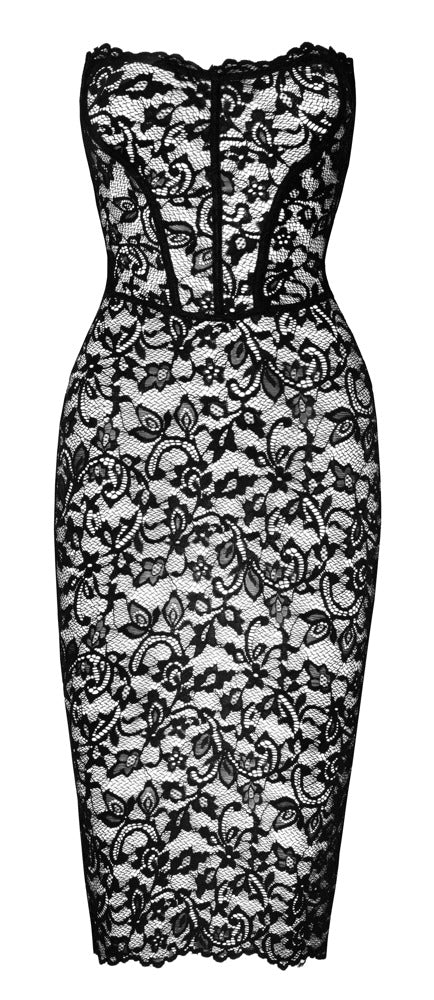 Elegantes Midikleid mit Rückenschnürung und Stäbchenstützung von Noir Handmade – Ansicht 10