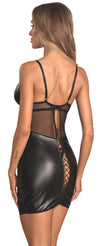 Schwarzes Set Dominna mit figurbetonendem Negligé und String von Obsessive – Ansicht 2