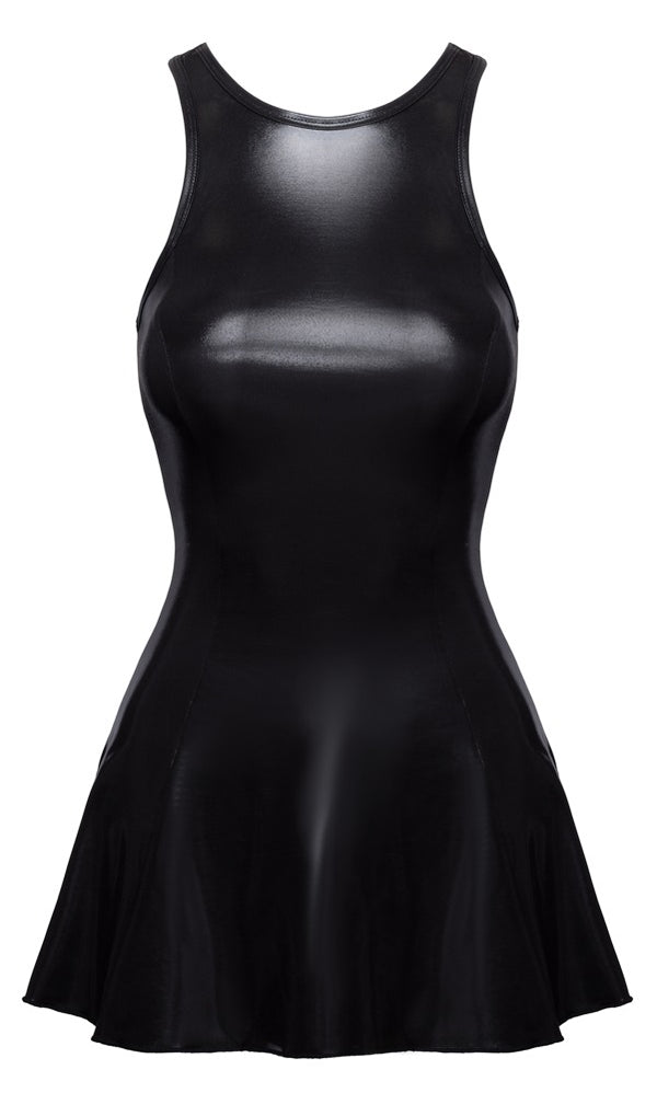 Schwarzes figurbetonendes Minikleid im glänzenden Wetlook von Cottelli PARTY – Ansicht 5