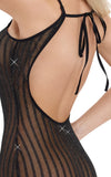 Schwarzes verführerisches glitzerndes Minikleid mit Streifen-Transparenz von Fantasy by Cottelli – Ansicht 4