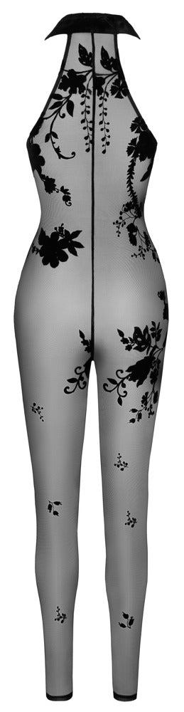 Netzstoff-Bodystocking mit Wildblumen-Flockdruck von Noir Handmade – Ansicht 11