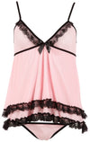 Rosa Babydoll und String aus Powernet und Spitze in großen Größen von Cottelli – Ansicht 5