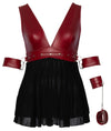Rotes Babydoll aus Mattlook und Powernet mit Bondage-Note in großen Größen von Cottelli BONDAGE – Ansicht 6
