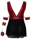 Rotes Babydoll aus Mattlook und Powernet mit Bondage-Note in großen Größen von Cottelli BONDAGE – Ansicht 7