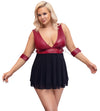 Rotes Babydoll aus Mattlook und Powernet mit Bondage-Note in großen Größen von Cottelli BONDAGE – Ansicht 2