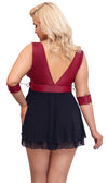 Rotes Babydoll aus Mattlook und Powernet mit Bondage-Note in großen Größen von Cottelli BONDAGE – Ansicht 5