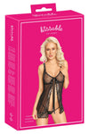 Schwarzes verführerisches Babydoll Set mit Effektspitze von kissable