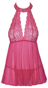 Pinkfarbenes Babydoll aus Spitze und Powernet mit Keyhole-Ausschnitt von Cottelli – Ansicht 7
