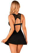 Schwarzes Babydoll Donna Dream aus Mikrofaser und Spitze mit String von Obsessive – Ansicht 3