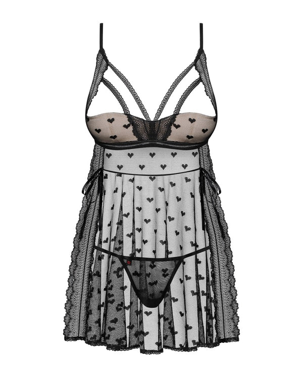Schwarzes Heartia Babydoll für wahre Verführerinnen von Obsessive – Ansicht 3