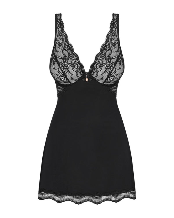 Schwarz-transparentes Set Luvae mit Babydoll und String von Obsessive – Ansicht 5