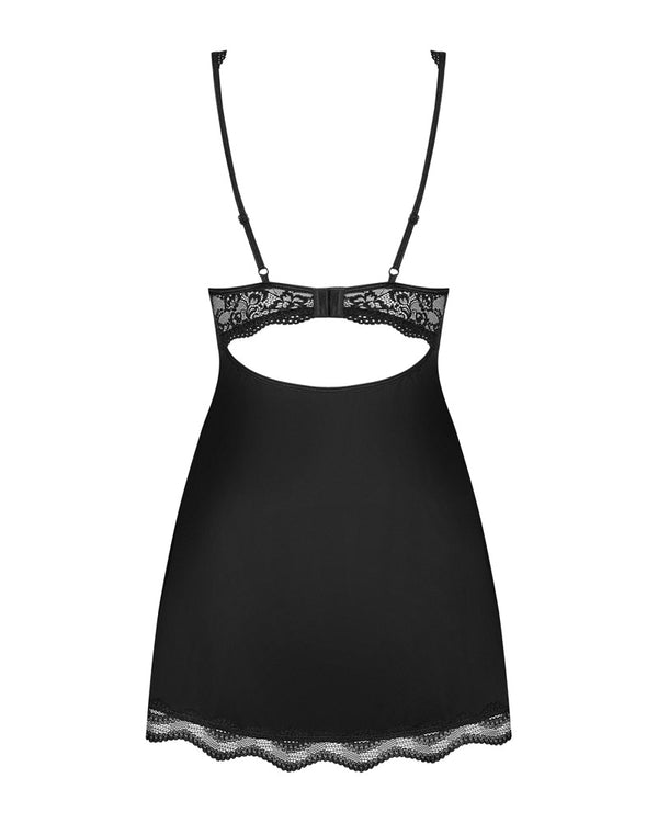 Schwarz-transparentes Set Luvae mit Babydoll und String von Obsessive – Ansicht 6