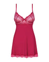 Rotes Set Rosalyne mit Babydoll und Tanga aus weicher Spitze von Obsessive – Ansicht 3