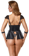 Schwarzes verführerisches Spitzen Negligé Set mit Handschellen und Ketten von Cottelli BONDAGE – Ansicht 4