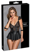 Schwarzes verführerisches Spitzen Negligé Set mit Handschellen und Ketten von Cottelli BONDAGE
