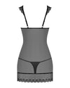 Schwarzes elegantes Dessouskleid mit feinem Spitzenkragen und Formdetails von Obsessive – Ansicht 4