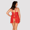 Rotes Set Blossmina mit Chemise und Tanga von Obsessive – Ansicht 2