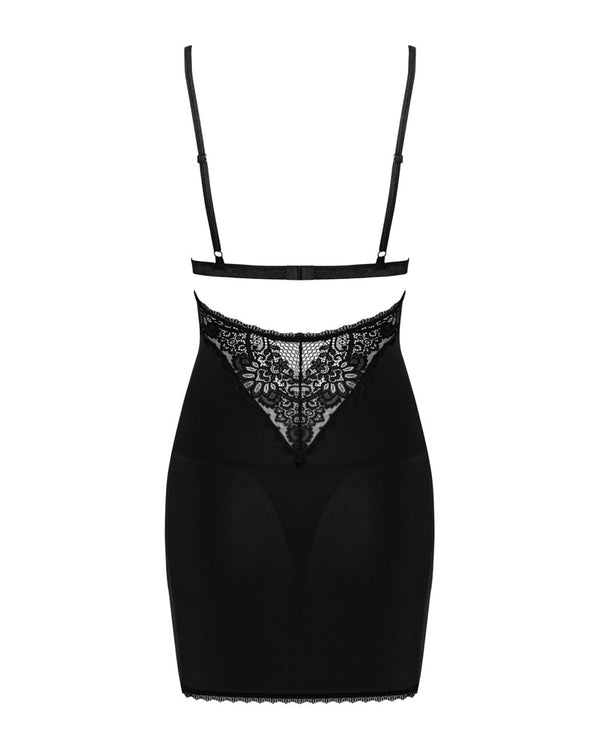 Schwarzes Set Maderris mit figurbetonendem Dessouskleid und String von Obsessive – Ansicht 4
