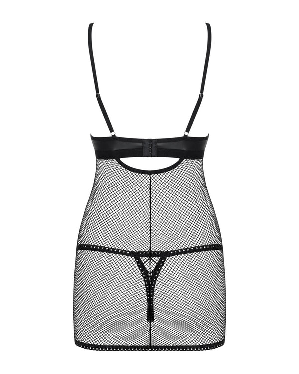 Schwarzes Set Redella mit figurbetonendem Negligé und String von Obsessive – Ansicht 4