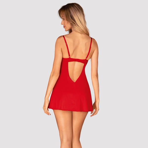 Rotes Kleid Ingridia mit String und großflächigem Rücken-Cut-out von Obsessive – Ansicht 2