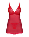Rotes Set Chilisa mit filigranem Babydoll und Spitzen-String von Obsessive – Ansicht 3