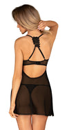 Schwarz-transparentes Set Latinesa mit luftigem Babydoll und String von Obsessive – Ansicht 2