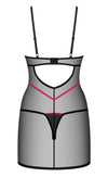 Schwarzes 2-teiliges Set Novenes mit Negligé und String von Obsessive – Ansicht 4