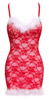 Rotes verführerisches Negligé mit weichem Federbesatz von Cottelli LINGERIE – Ansicht 6