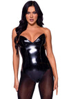 Schwarzer aufreizender Vinyl Bodysuit mit markanten Fledermausflügeln von Leg Avenue