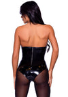 Schwarzer aufreizender Vinyl Bodysuit mit markanten Fledermausflügeln von Leg Avenue – Ansicht 3