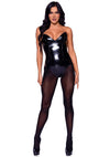 Schwarzer aufreizender Vinyl Bodysuit mit markanten Fledermausflügeln von Leg Avenue – Ansicht 4