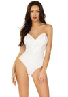 Weißes verführerisches Bodysuit Kostüm mit markantem Knochendesign von Leg Avenue