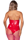 Roter glänzender Vinyl Bodysuit im Fledermaus Design von Leg Avenue – Ansicht 2