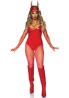 Roter glänzender Vinyl Bodysuit im Fledermaus Design von Leg Avenue – Ansicht 8