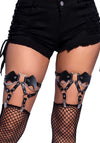 Fledermaus Strumpfhalter mit O-Ring Nieten Verzierung Gothic Style | Leg Avenue