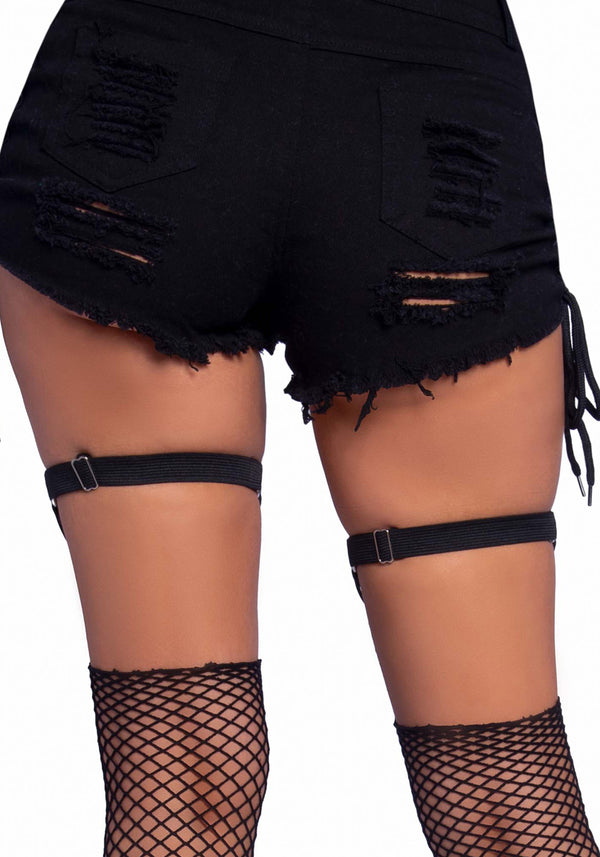 Fledermaus Strumpfhalter mit O-Ring Nieten Verzierung Gothic Style | Leg Avenue