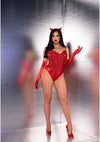 Rotes schimmerndes Pailletten Korsett Mieder mit transparenten Trägern von Leg Avenue – Ansicht 4