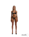 Schwarzes Ouvert-Set Keira Lise mit busenfreiem Hebe-BH und String im Lack-Style von Obsessive – Ansicht 2