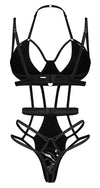 Schwarzer Stringbody Keira Lise in Riemen-Optik mit dekorativen Details von Obsessive – Ansicht 4