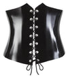 Schwarzes Latex-Mieder mit Formstäbchen, Schnellverschluss und Schnürung von Late X – Ansicht 8