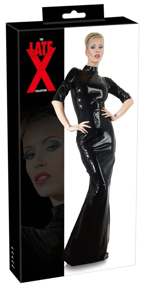 Schwarzes Latex-Kleid, beidseitig tragbar mit Reißverschluss von Late X