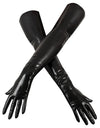 Schwarze ellbogenlange Handschuhe aus glänzendem Latex von Late X – Ansicht 4