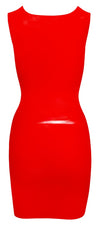 Rotes ärmelloses Latex-Minikleid mit rundem Ausschnitt von Late X – Ansicht 6