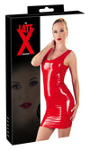 Rotes ärmelloses Latex-Minikleid mit rundem Ausschnitt von Late X