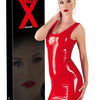 Rotes ärmelloses Latex-Minikleid mit rundem Ausschnitt | Late X
