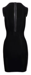 Schwarzes ärmelloses Latex-Minikleid mit Stehkragen und Rücken-Reißverschluss von Late X – Ansicht 7