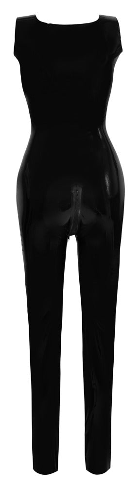 Schwarzer ärmelloser Latex-Catsuit ohne Fuß mit 3-Wege-Reißverschluss von Late X – Ansicht 8